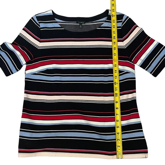 Talbots Women's Striped Top - Black, Red, Blue - Picture 4 of 7